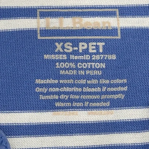 L.L. Bean Women's 3/4 Sleeve Top Tee Shirt Blue and White Stripe Size XS Petite - Picture 10 of 10